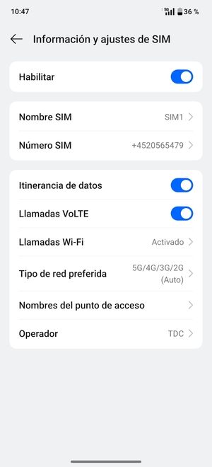 Activar o desactivar Itinerancia de datos