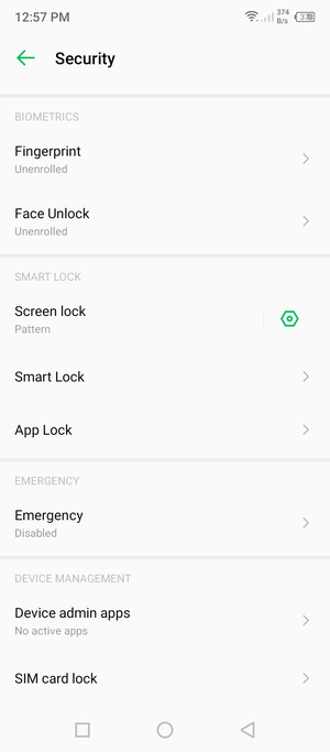 To change the PIN for the SIM card, scroll to and select SIM card lock
