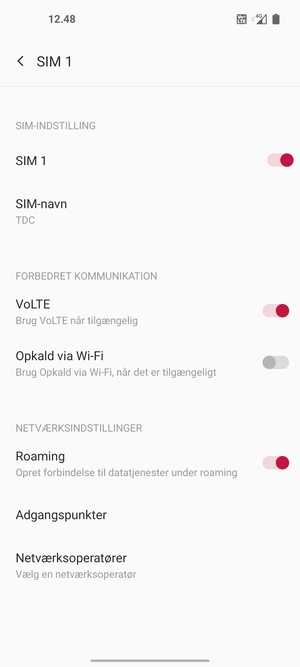 Slå Roaming til eller fra