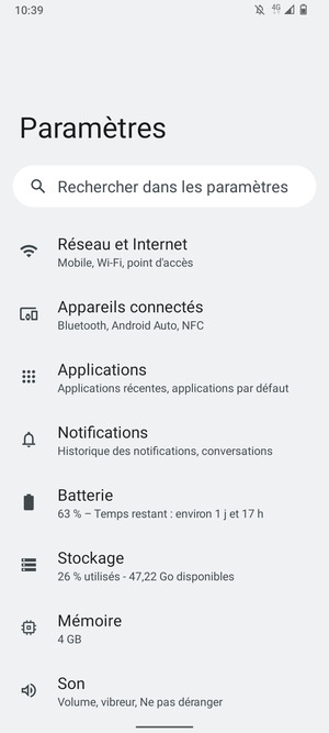 Sélectionnez Réseau et Internet