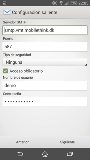 Introduzca la dirección de servidor saliente