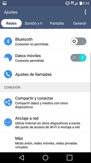 Seleccione Redes y Más