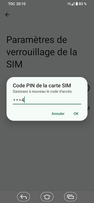 Veuillez confirmer votre nouveau code PIN et sélectionner OK