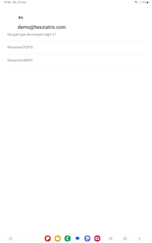 Sélectionnez Personnel (POP3) ou Personnel (IMAP)