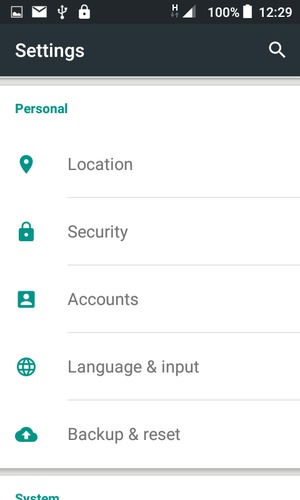 Scroll to and select Security