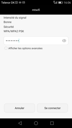 Saisissez le mot de passe du Wi-Fi et sélectionnez Se connecter