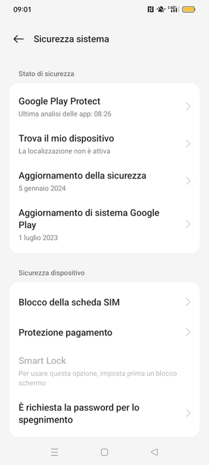 Seleziona  Blocco della scheda SIM