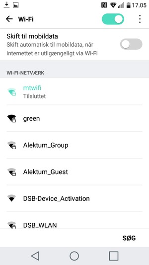 Du er nu tilsluttet Wi-Fi netværket