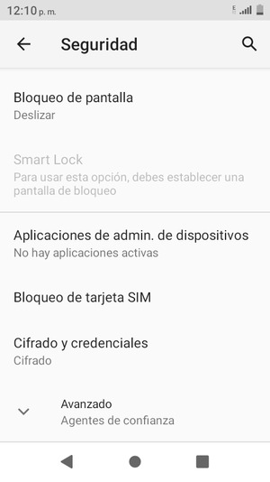 Para cambiar el PIN de la tarjeta SIM, vuelva al menú Seguridad y seleccione Bloqueo de tarjeta SIM