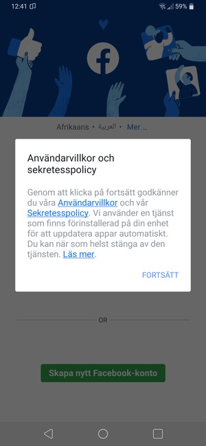 Välj FORTSÄTT