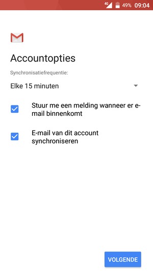 Selecteer VOLGENDE
