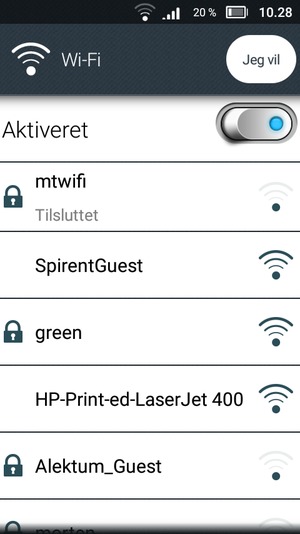 Du er nu tilsluttet Wi-Fi netværket