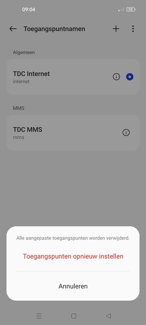 Selecteer Toegangspunten opnieuw instellen