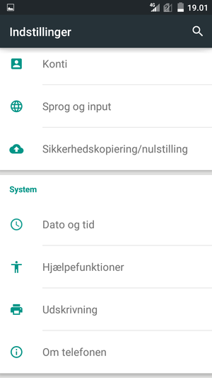 Scroll til og vælg Om telefonen