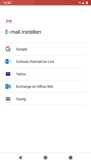 Selecteer Exchange en Office 365