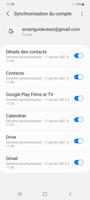 Assurez-vous que Contacts est sélectionné