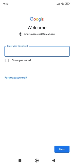Enter your Gmail password and select Next