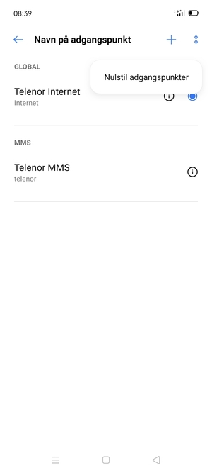 Vælg Nulstil adgangspunkter