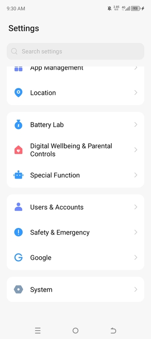 Scroll to and select System