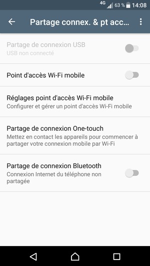 Sélectionnez Réglages point d'accès Wi-Fi mobile