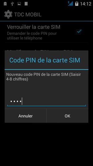 Saisissez votre Nouveau code PIN de la carte SIM et sélectionnez OK