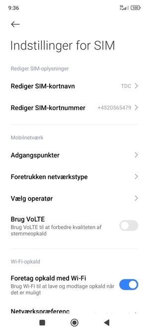 Vælg Foretrukken netværkstype