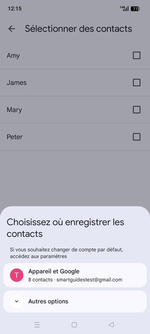 Sélectionnez Appareil et Google