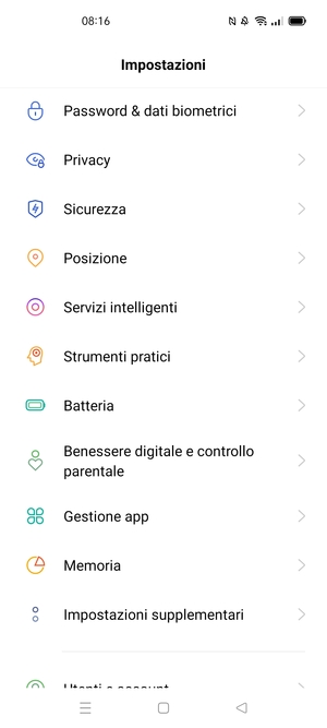 Scorri e seleziona Sicurezza