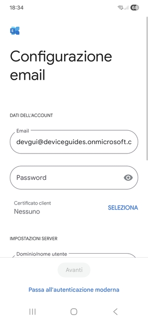 Inserisci la tua password