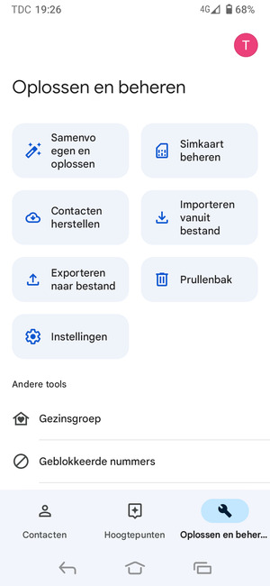 Selecteer Simkaart beheren