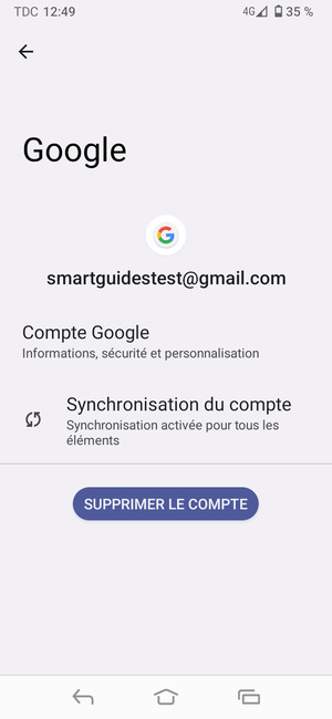 Sélectionnez Synchronisation du compte