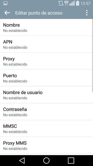 Introduzca la información de MMS