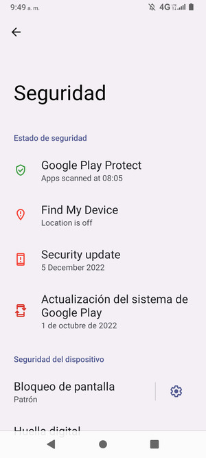 El teléfono ha sido asegurado con un bloqueo de pantalla