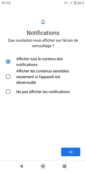 Sélectionnez votre option préférée et sélectionnez OK