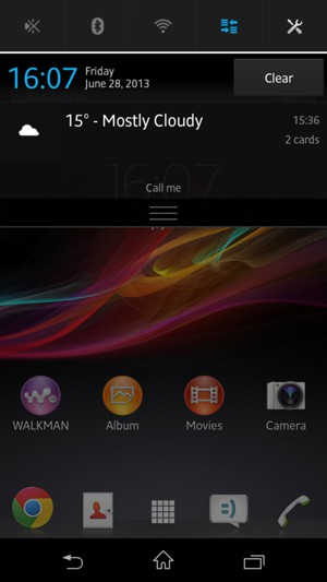 Slide down the top menu