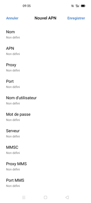 Saisissez les informations Internet