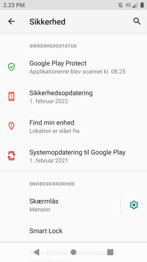 Din telefon er nu sikret med en skærmlås