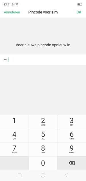 Bevestig uw nieuwe Pincode en selecteer OK