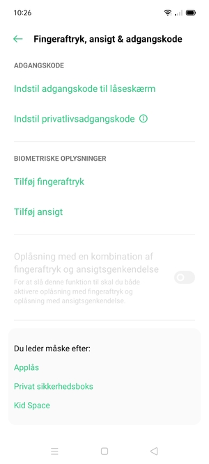 Vælg Indstil adgangskode til låseskærm