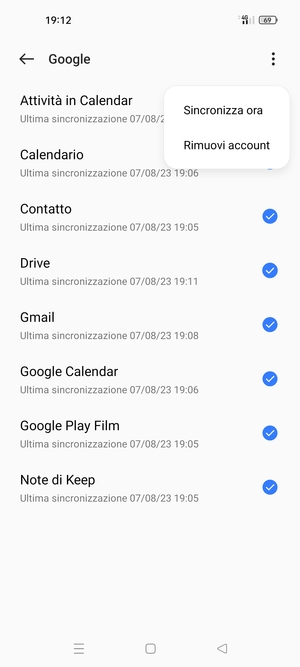 Seleziona Sincronizza ora