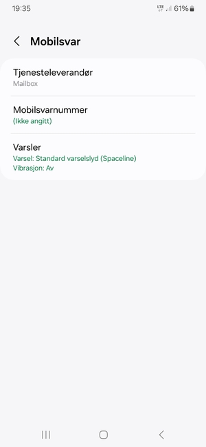 Velg Mobilsvarnummer