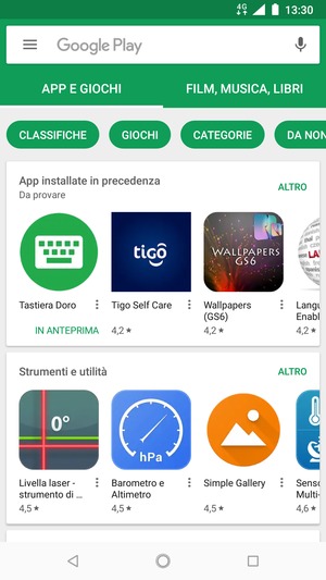 Seleziona la barra di ricerca