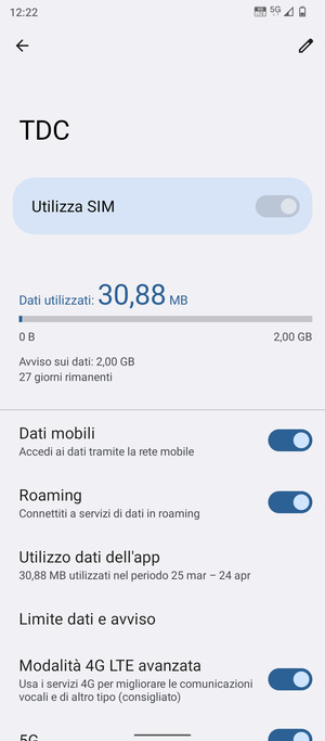 Attiva o disattiva Roaming