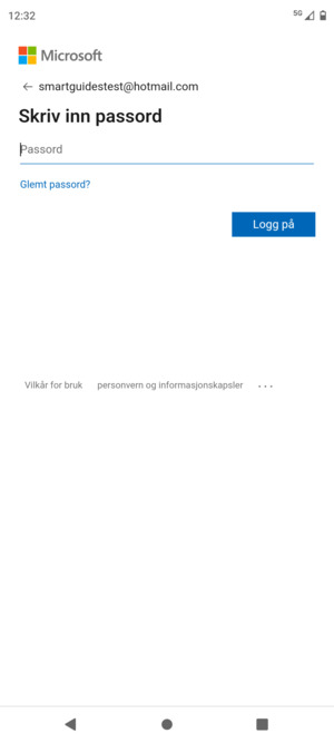 Skriv inn passord og velg Logg på