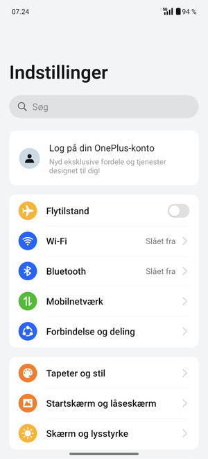 Vælg Forbindelse og deling