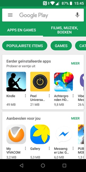 Selecteer de zoekbalk