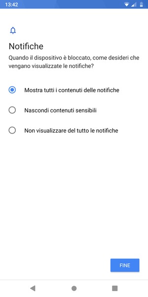 Seleziona la tua opzione preferita e poi FINE