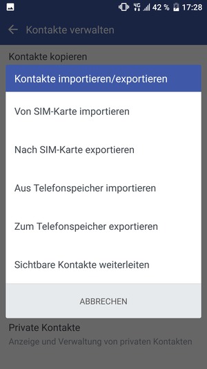 Wählen Sie Von SIM-Karte importieren