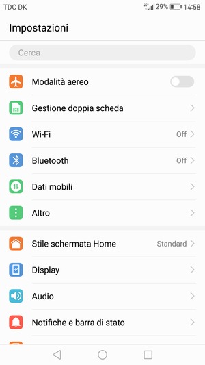 Seleziona Wi-Fi