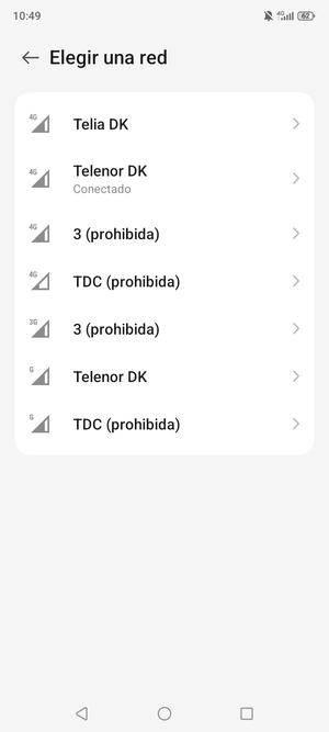 Seleccione un operador de red de la lista